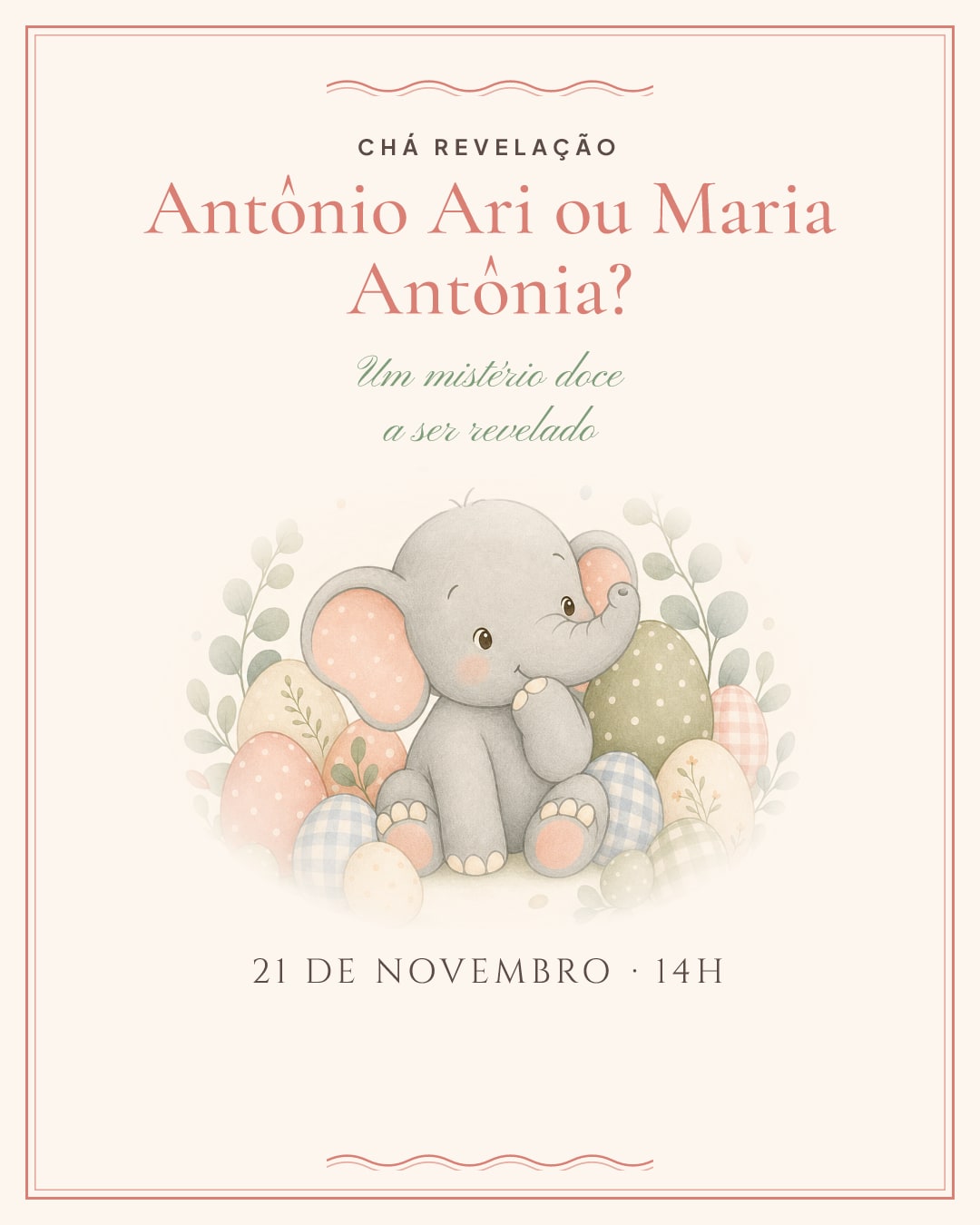Convite de Chá revelação · Antônio Ari ou Maria Antônia?