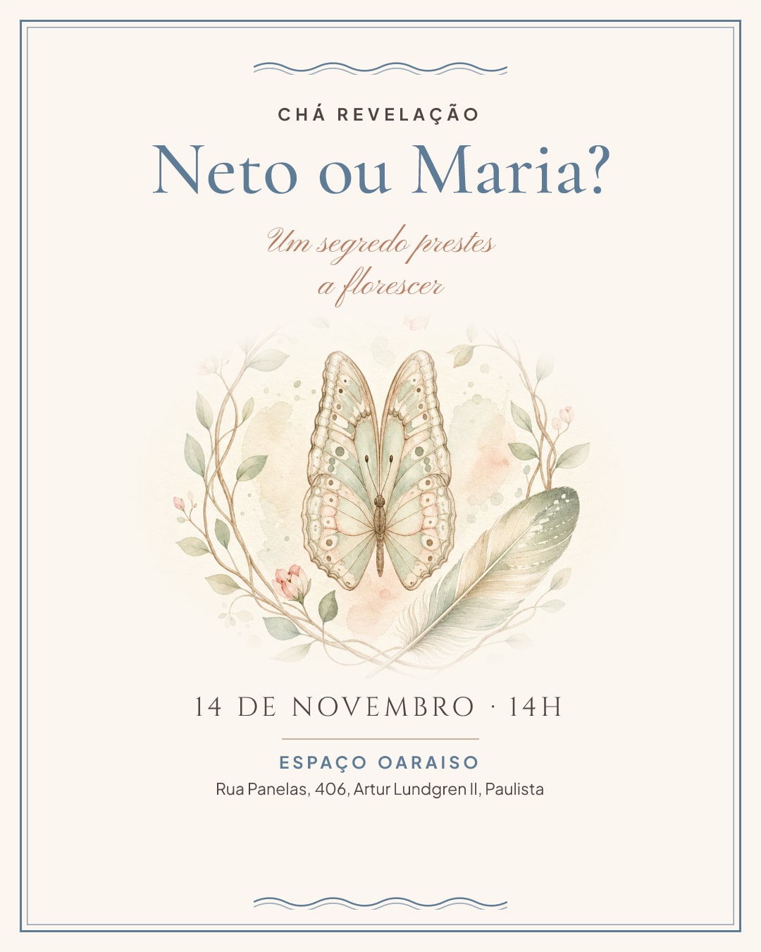 Convite de Chá revelação · Neto ou Maria?