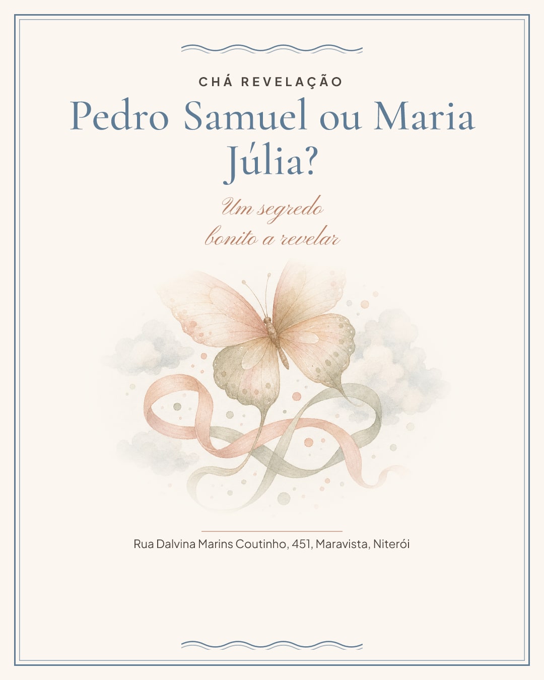 Convite de Chá revelação · Pedro Samuel ou Maria Júlia?