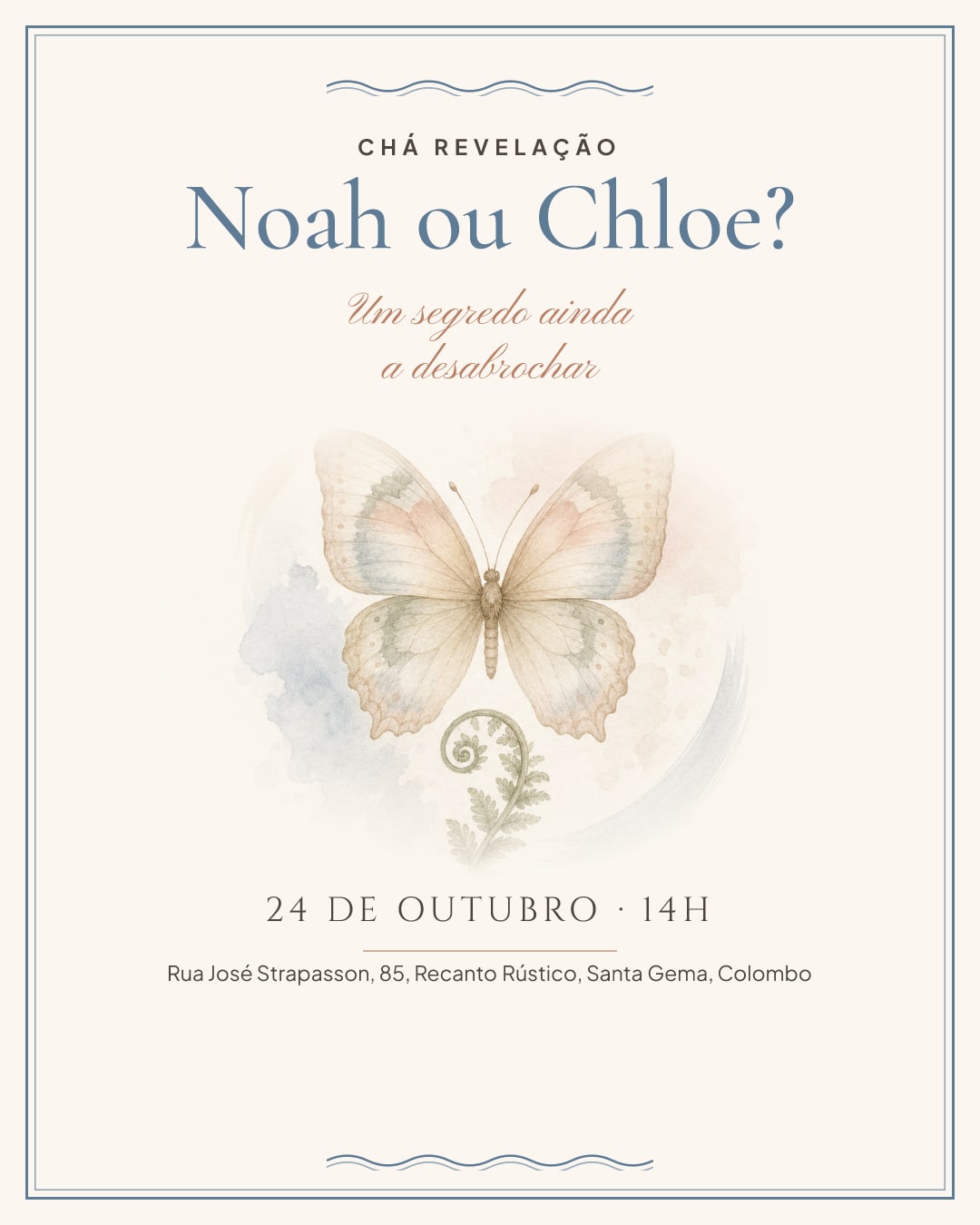 Convite de Chá revelação · Noah ou Chloe?